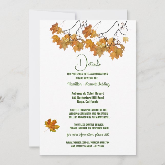 Künstlerische Herbstleaves Hochzeitskarte Einladung (Vorderseite)
