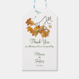 Künstlerische Herbstleaves Hochzeitsmarken Geschenkanhänger