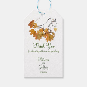 Künstlerische Herbstleaves Hochzeitsmarken Geschenkanhänger