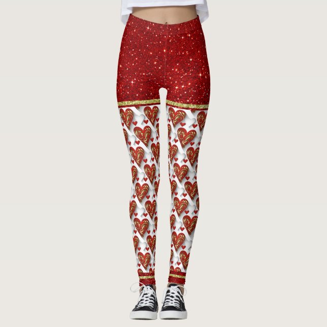 Künstlerische Herzen 2 Mode Pop Leggings (Vorderseite)