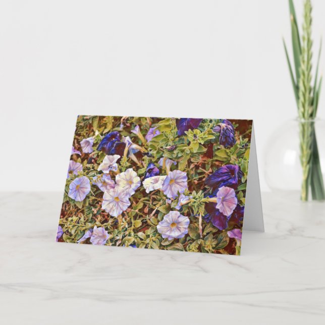 Künstlerische Hübsche Lila Petunias Art Note Card Karte (Vorderseite)
