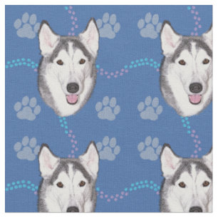 Künstlerische Hunde - Sibirischer Husky v1 Stoff