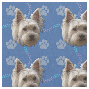 Künstlerische Hunde - West Highland White Terrier  Stoff