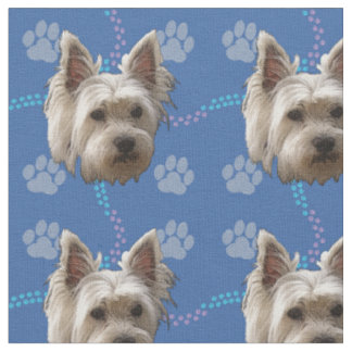 Künstlerische Hunde - West Highland White Terrier  Stoff
