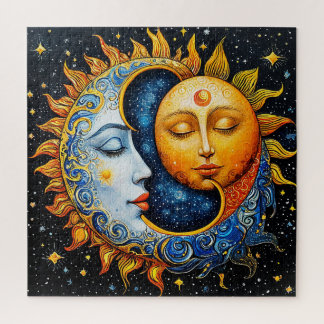 künstlerische Illustration von Sonne und Mond