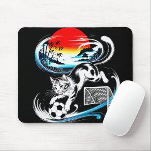 Künstlerische japanische Fußballkatze für Gaming, Mousepad