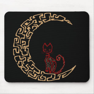 Künstlerische Katze auf dem Mousepad des Mondes