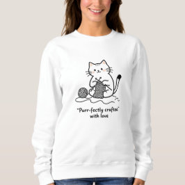 Künstlerische Katze mit Wolle Strickend Einfach Sc Sweatshirt