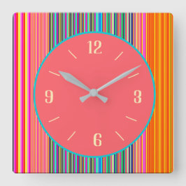 Künstlerische, kerzengestreifte Grenze+ rosa Mitte Quadratische Wanduhr