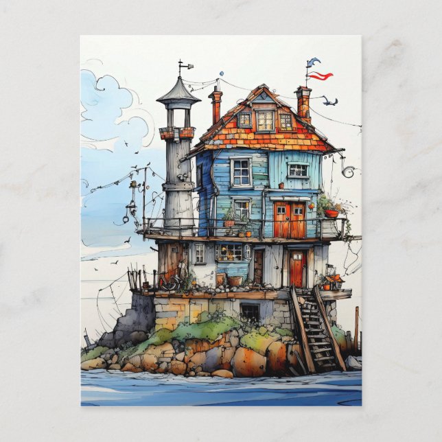 Künstlerische Kleine Seeblick Kunst Postkarte (Vorderseite)