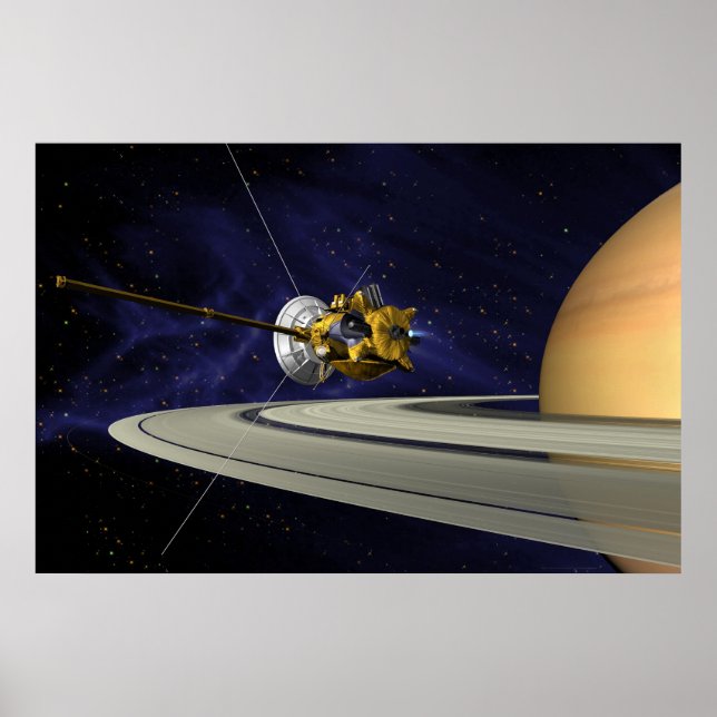 Künstlerische Konzeption der Cassini Saturn Orbit  Poster (Vorne)