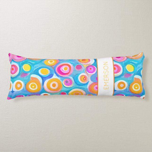 Künstlerische Kreise Art Kids NAME Bed Deco Spaß Seitenschläferkissen (Vorderseite)