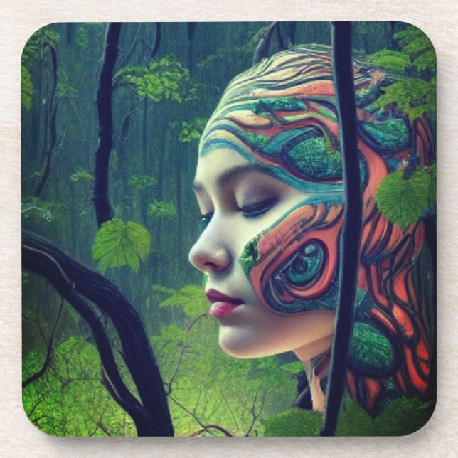 Künstlerische Lady Getränkeuntersetzer (Vorderseite)