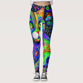 Künstlerische Leggings von Haight-Ashbury Cat