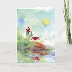 Künstlerische Leuchtturm Aquarellkarte Karte