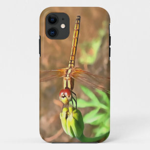 Künstlerische Libellenruhe auf einer Blume iPhone 11 Hülle