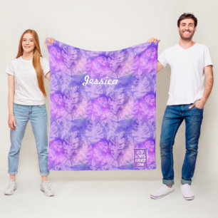 Künstlerische lila Blätter Batik Gott Lieben all Fleecedecke