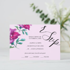 Künstlerische Lila Rose Wasserfarben Handgemalt RSVP Karte