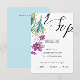 Künstlerische Lila Wildblume Wasserfarben Handgema RSVP Karte