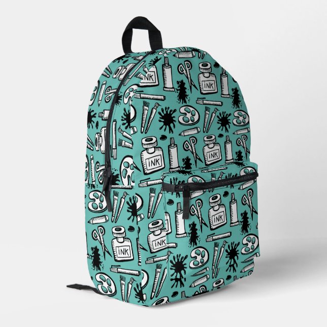 Künstlerische Malpinsel und Art Supplies Muster Bedruckter Rucksack (Rückseitige Ecke links)