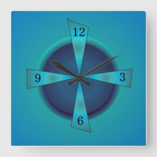 Künstlerische Meergrün-und Blau-> Küchen-Uhr Quadratische Wanduhr