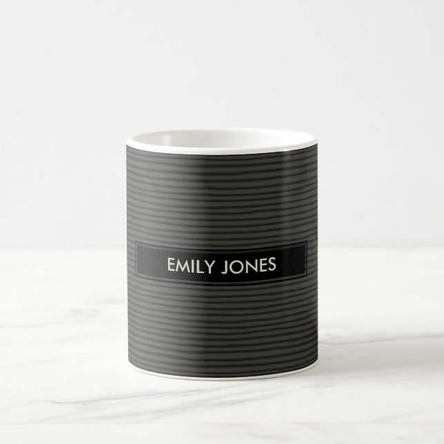 KÜNSTLERISCHE MINIMALE SCHWARZE SKIZZE-GESTREIFTE KAFFEETASSE (Mittel)