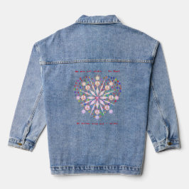 Künstlerische Mode Pink Blue Peace Heart Denim Jac Jeansjacke