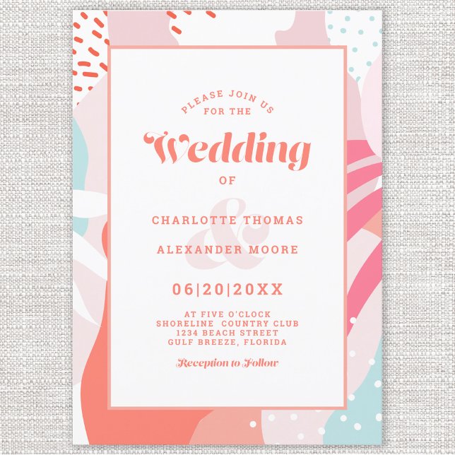 Künstlerische Moderne Abstrakte Hochzeitskoralle A Einladung (Von Creator hochgeladen)