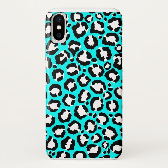 Künstlerische moderne Cyclablau-Leopard-Tierdruckm Case-Mate iPhone Hülle (Rückseite)