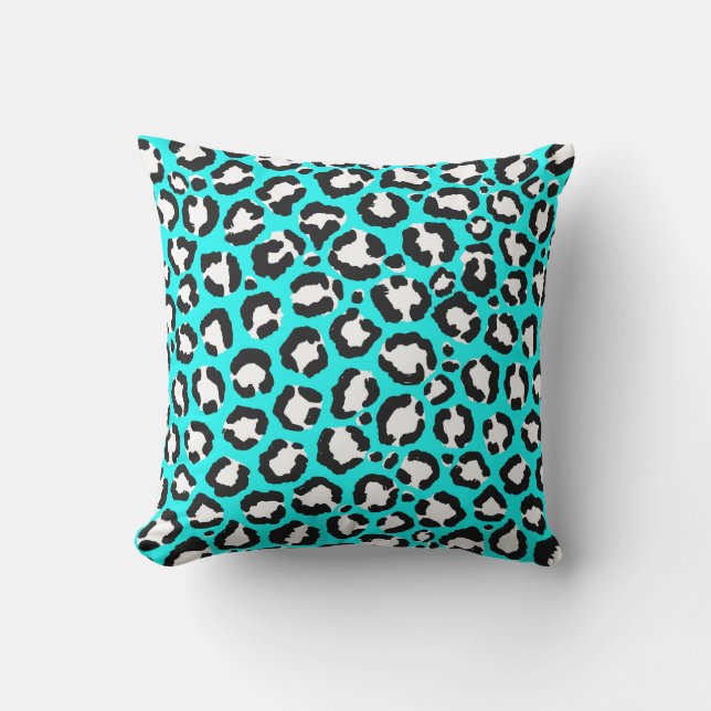 Künstlerische moderne Cyclablau-Leopard-Tierdruckm Kissen (Vorderseite)
