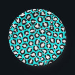 Künstlerische moderne Cyclablau-Leopard-Tierdruckm Pappteller<br><div class="desc">Künstlerisches, modernes, trendiges und von Hand in Schwarz und Weiß gezeichnetes Leopardenmuster auf zyanblauem Hintergrund. ***WICHTIGE HINWEIS FÜR DESIGN: Für individuelle Designanfragen, wie z.B. passende Produktanfragen, Farbänderungen, Platzierungsänderungen oder andere Änderungswünsche, klicken Sie bitte auf den "KONTAKT"-Button oder senden Sie eine E-Mail an den Designer direkt unter lafemme.art@gmail.com. Sie können ihr...</div>