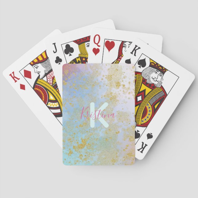 Künstlerische Moderne Glam Chic Glitterie Pastel C Spielkarten (Rückseite)