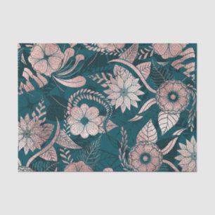 Künstlerische moderne Rose Gold Smaragdgrüne Blume Seidenpapier