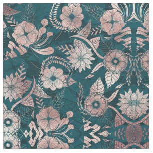 Künstlerische moderne Rose Gold Smaragdgrüne Blume Stoff
