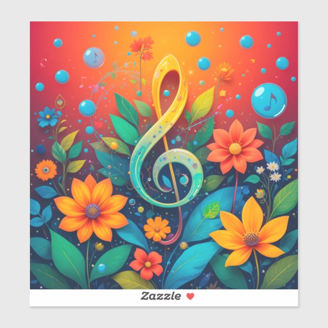 Künstlerische musikalische Note, umgeben von farbe Aufkleber (Blatt)