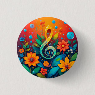 Künstlerische musikalische Note, umgeben von farbe Button