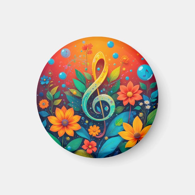 Künstlerische musikalische Note, umgeben von farbe Magnet (Vorne)