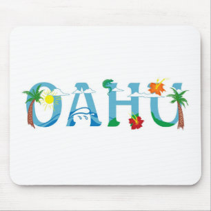 Künstlerische Oahu Hawaii Wortart Mousepad