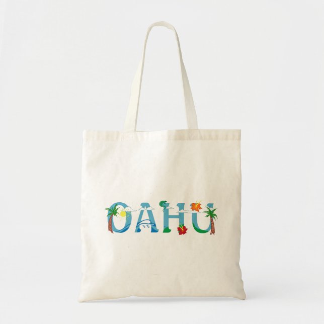 Künstlerische Oahu Hawaii Wortart Tasche (Vorne)