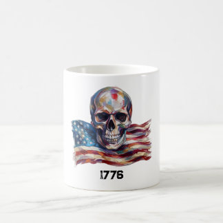 Künstlerische Ölgemälde-Schädel Amerikanische Flag Kaffeetasse