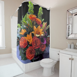 Künstlerische Orangenblumenbildung Duschvorhang