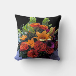 Künstlerische Orangenblumenbildung Kissen