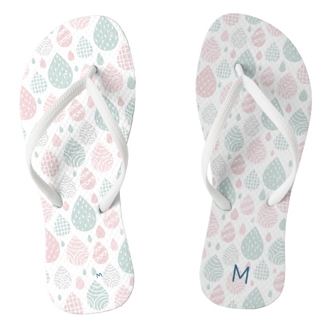 Künstlerische Pastel Raindrops Monogramm Flip Flop (Fußbett)