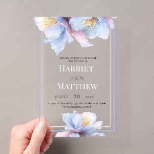 Künstlerische Pastell-Botanische Blumige Hochzeit Acryleinladungen