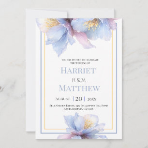 Künstlerische Pastell-Botanische Blumige Hochzeit Einladung