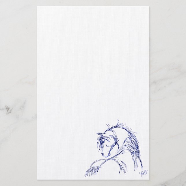 Künstlerische Pferdekopfskizze Briefpapier (Vorderseite)