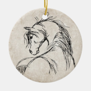 Künstlerische Pferdekopfskizze Keramikornament