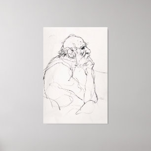 Künstlerische Philosophin Portrait Sketch - Premiu Leinwanddruck