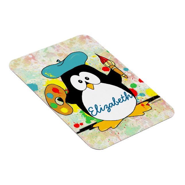 Künstlerische Pinguin Painter Personalize Magnet (Rechte Seite)