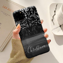 Künstlerische Pinselstriche aus Damast, schwarz un Case-Mate iPhone 14 Pro Hülle